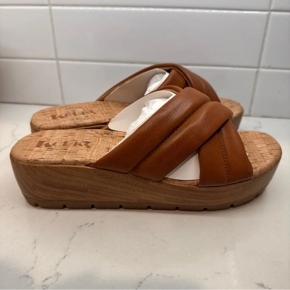 New Korks Faithe Tan Women's Wedge heel Sandals - Picture 3 of 15